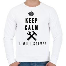 PRINTFASHION Csak nyugi én megoldom!(SZERELŐ) - Férfi pulóver - Fehér