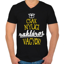 PRINTFASHION csak nyugi raktáros vagyok 01 - Férfi V-nyakú póló - Fekete férfi póló