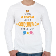 PRINTFASHION Csak töltsd ki a kávém - Horgolós - Férfi hosszú ujjú póló - Fehér férfi póló