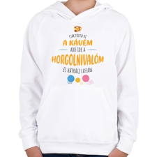 PRINTFASHION Csak töltsd ki a kávém - Horgolós - Gyerek kapucnis pulóver - Fehér gyerek pulóver, kardigán