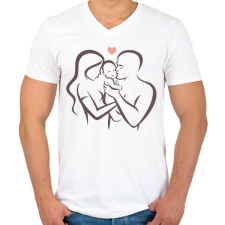 PRINTFASHION Család - Férfi V-nyakú póló - Fehér férfi póló