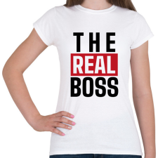 PRINTFASHION Családi - The real boss (feleség) - Női póló - Fehér női póló