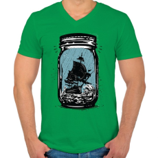 PRINTFASHION Csapdában - Férfi V-nyakú póló - Zöld