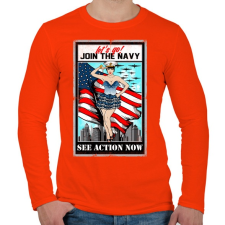 PRINTFASHION Csatlakozz a tengerészethez - Férfi hosszú ujjú póló - Narancs férfi póló