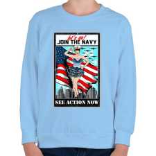 PRINTFASHION Csatlakozz a tengerészethez - Gyerek pulóver - Világoskék gyerek pulóver, kardigán