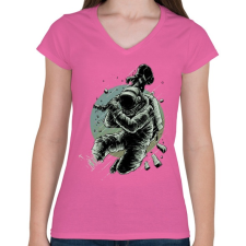 PRINTFASHION Csendet!  - Női V-nyakú póló - Rózsaszín női póló