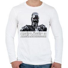 PRINTFASHION Cséplőgép 3 - A masinák megbokrosodnak - Férfi hosszú ujjú póló - Fehér