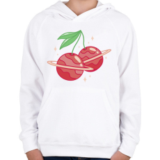 PRINTFASHION Cseresznye bolygók - Gyerek kapucnis pulóver - Fehér