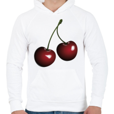 PRINTFASHION Cseresznye - Férfi kapucnis pulóver - Fehér férfi pulóver, kardigán