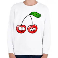 PRINTFASHION Cseresznyepár - Gyerek pulóver - Fehér gyerek pulóver, kardigán