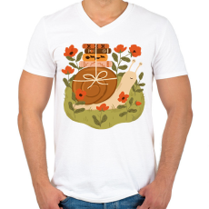 PRINTFASHION Csiga könyvekkel - Férfi V-nyakú póló - Fehér