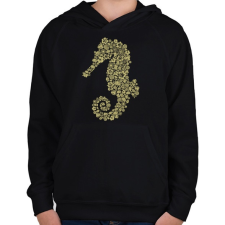 PRINTFASHION Csikóhal - Gyerek kapucnis pulóver - Fekete gyerek pulóver, kardigán