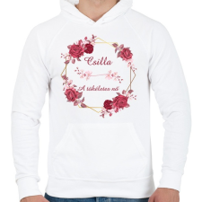 PRINTFASHION Csilla - Férfi kapucnis pulóver - Fehér férfi pulóver, kardigán