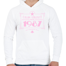 PRINTFASHION csillag-1987-pink - Férfi kapucnis pulóver - Fehér férfi pulóver, kardigán