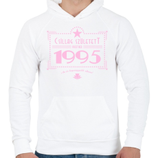 PRINTFASHION csillag-1995-pink - Férfi kapucnis pulóver - Fehér