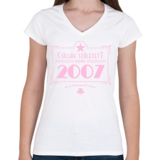 PRINTFASHION csillag-2007-pink - Női V-nyakú póló - Fehér női póló