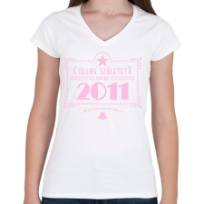 PRINTFASHION csillag-2011-pink - Női V-nyakú póló - Fehér női póló