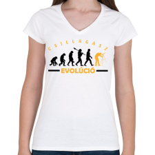 PRINTFASHION Csillagász evulóció - Női V-nyakú póló - Fehér női póló