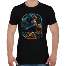 PRINTFASHION Csimpánz gyümölcsöt eszik - Férfi póló - Fekete férfi póló