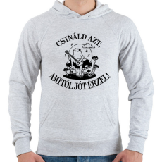 PRINTFASHION Csináld azt, amitől jót érzel! - Férfi kapucnis pulóver - Sport szürke