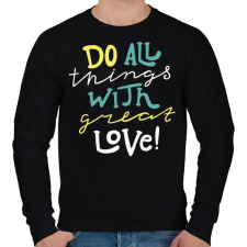 PRINTFASHION Csinálj mindent szívből! - Férfi pulóver - Fekete férfi pulóver, kardigán