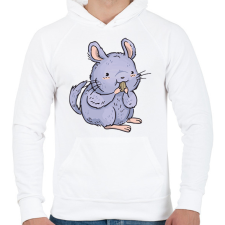 PRINTFASHION Csincsilla - Férfi kapucnis pulóver - Fehér férfi pulóver, kardigán