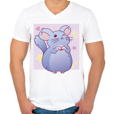 PRINTFASHION Csincsilla - Férfi V-nyakú póló - Fehér