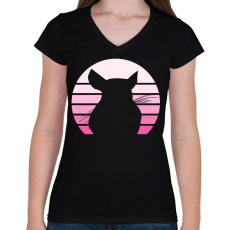 PRINTFASHION Csincsilla - Női V-nyakú póló - Fekete