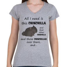 PRINTFASHION Csincsilla - Női V-nyakú póló - Sport szürke