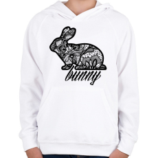 PRINTFASHION Csipke nyuszi - Gyerek kapucnis pulóver - Fehér