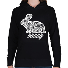 PRINTFASHION Csipke nyuszi - Női kapucnis pulóver - Fekete