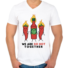 PRINTFASHION Csípős szerelem - Férfi V-nyakú póló - Fehér férfi póló