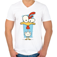 PRINTFASHION Csirke - Férfi V-nyakú póló - Fehér férfi póló