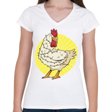PRINTFASHION Csirke karácsony - Női V-nyakú póló - Fehér