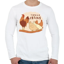 PRINTFASHION Csirkék - Férfi hosszú ujjú póló - Fehér férfi póló