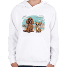 PRINTFASHION Csivava és spániel - Gyerek kapucnis pulóver - Fehér gyerek pulóver, kardigán