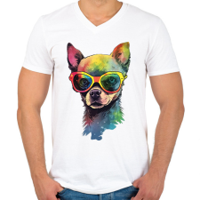 PRINTFASHION csivava - Férfi V-nyakú póló - Fehér férfi póló