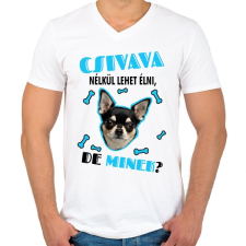 PRINTFASHION Csivava nélkül lehet élni, de minek? - Férfi V-nyakú póló - Fehér férfi póló