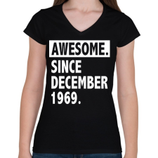 PRINTFASHION Csodálatos 1969 december óta - Női V-nyakú póló - Fekete női póló