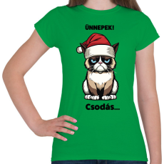 PRINTFASHION Csodás grumpy cat - Női póló - Zöld
