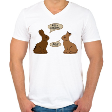 PRINTFASHION Csokinyulak - fáj a seggem - Férfi V-nyakú póló - Fehér