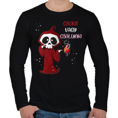 PRINTFASHION Csokit vagy csalunk halloween csontváz - Férfi hosszú ujjú póló - Fekete
