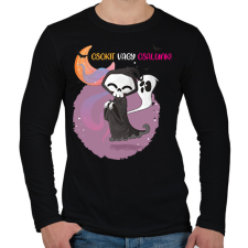 PRINTFASHION Csokit vagy csalunk halloween csontváz - Férfi hosszú ujjú póló - Fekete férfi póló