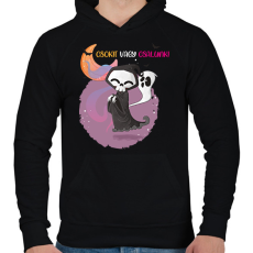 PRINTFASHION Csokit vagy csalunk halloween csontváz - Férfi kapucnis pulóver - Fekete