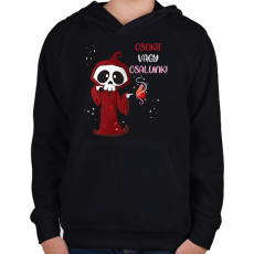 PRINTFASHION Csokit vagy csalunk halloween csontváz - Gyerek kapucnis pulóver - Fekete