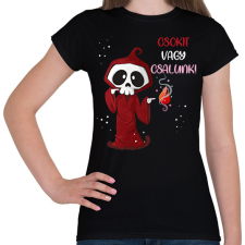 PRINTFASHION Csokit vagy csalunk halloween csontváz - Női póló - Fekete női póló