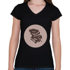 PRINTFASHION csokoládé - Női V-nyakú póló - Fekete