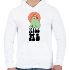 PRINTFASHION Csókolj meg - Béka - Férfi kapucnis pulóver - Fehér férfi pulóver, kardigán
