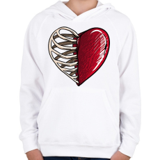 PRINTFASHION csontszív - Gyerek kapucnis pulóver - Fehér