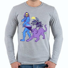 PRINTFASHION Csontváz a tengerparton - Férfi hosszú ujjú póló - Sport szürke férfi póló